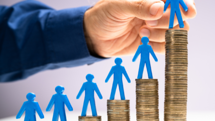 Coins stacked in row