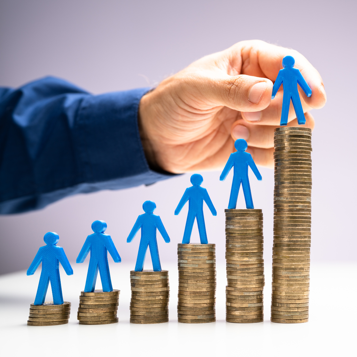 Coins stacked in row