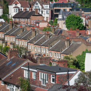 Row of English brick houses