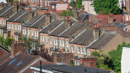 Row of English brick houses