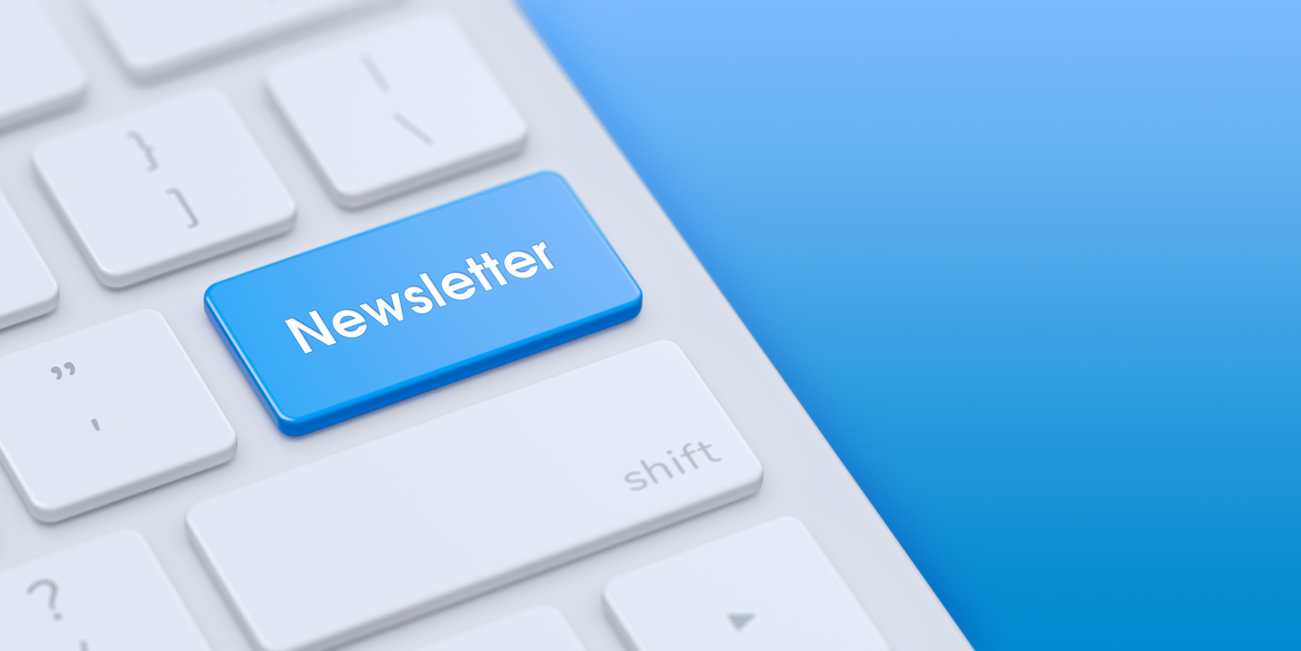 Keyboard with blue Newsletter ke