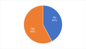 Pie chart to show 58% said yes and 42% said no.