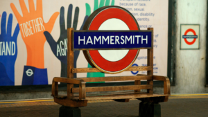Hammersmith tube station sign